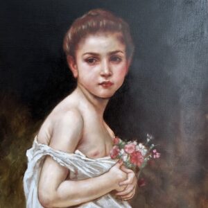 Bambina con un mazzo di fiori